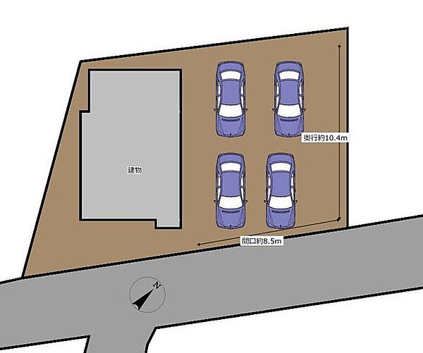 【リフォーム済】区画図です。駐車縦並列4台可能です。