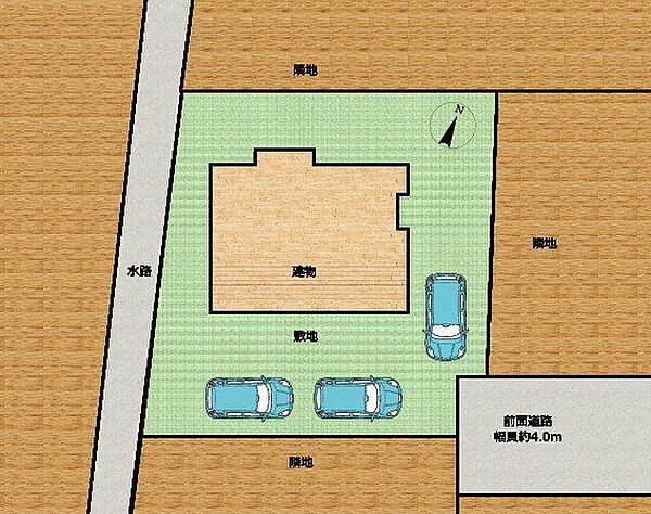【リフォーム済】区画図です。駐車場は計3台停められるよう施工いたしました。