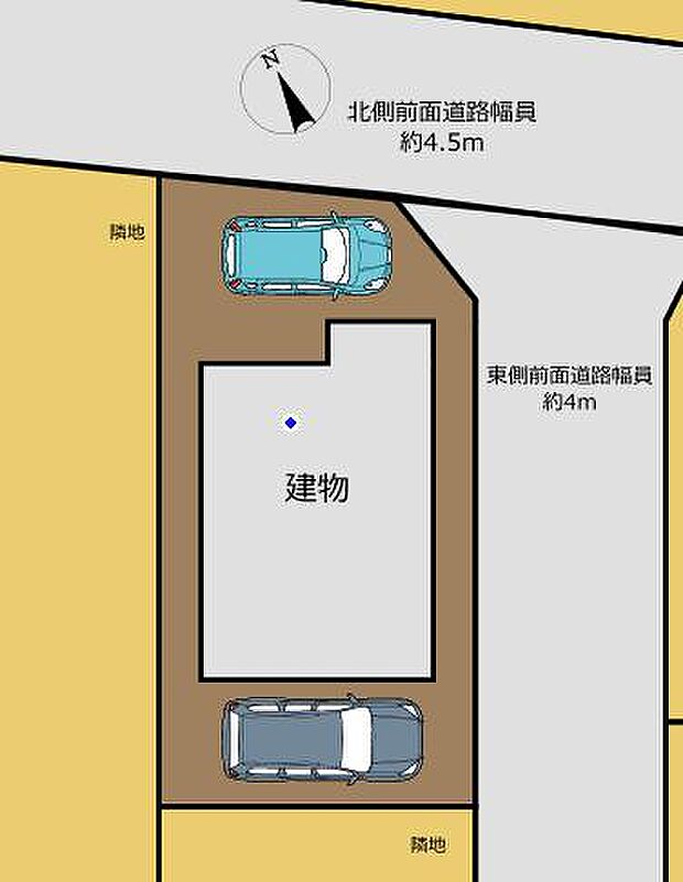 【リフォーム中】区画図です。南側のお庭を壊して駐車2台可能になります。