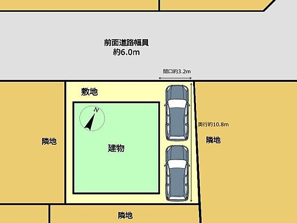 区画図です。縦列で2台駐車可能です。