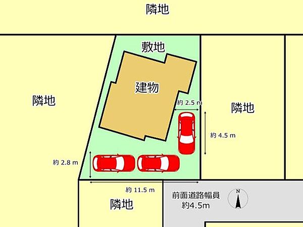 区画図です。お車3台駐車可能です。