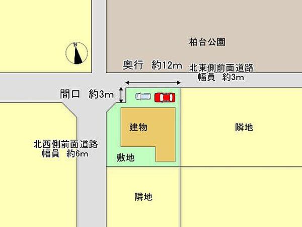 区画図です。車種にもよりますが、縦列2台駐車可能です。