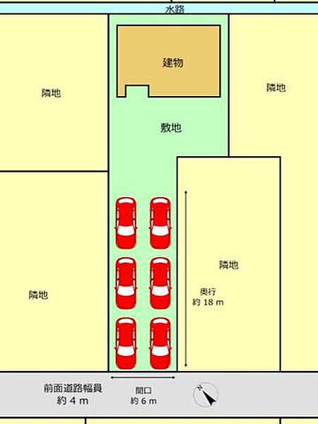 区画図です。縦並列6第駐車可能です。