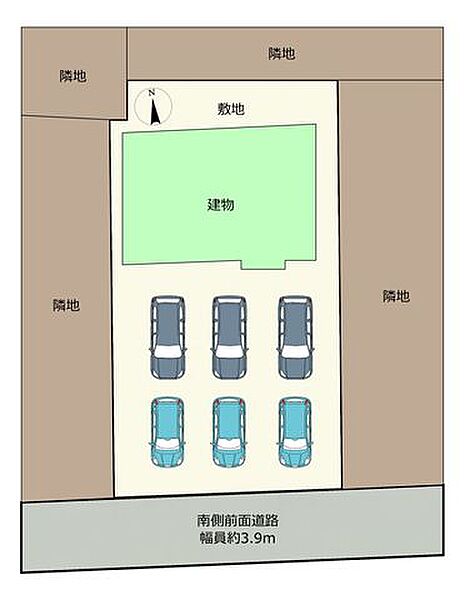 【区画図】現在庭の一部解体工事を行っております。リフォーム後、車6台以上止めていただけるようになります。