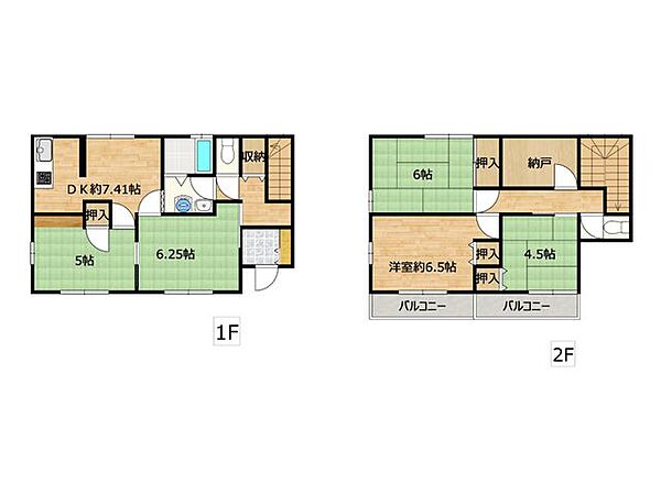 【現況】現況間取り図です。5SDKです。居室5部屋に加え、2階には何度もあるため収納に困りません。2階にトイレがあるのもいいですね。家族で朝の支度中に焦る心配もございません。
