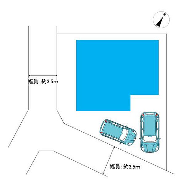 【リフォーム中】区画図　駐車場は現状並列1台あります。拡張することで横付け含めて合計2台駐車可能です。