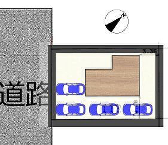 【区画図】駐車4台可能です。お車をたくさんお持ちの方にもおすすめです。