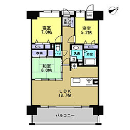 ポレスター根塚 3LDKの間取り
