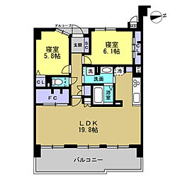 サーパス窪本町 2LDKの間取図画像