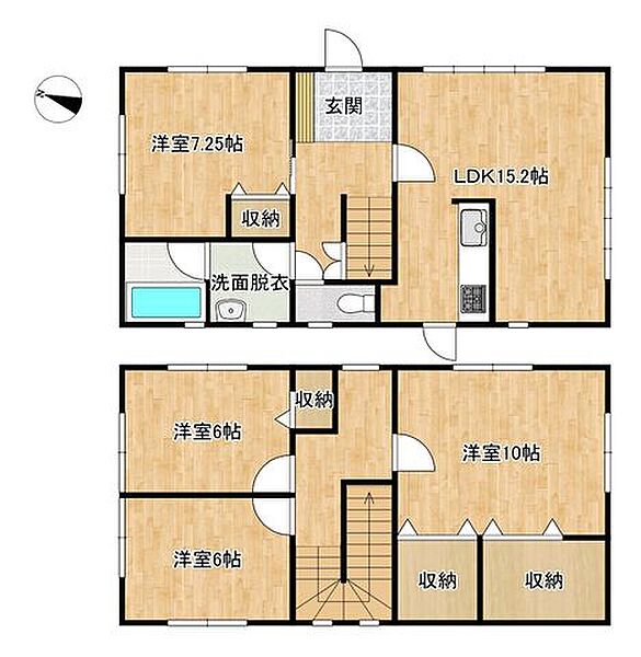 【リフォーム完成予定間取り図】間取は使い勝手の良い4ＬＤＫ。広々15帖のリビングで家族団欒のひと時を過ごせます。全室2面採光なので日当たり・通風良好。明るく暖かい住宅です。