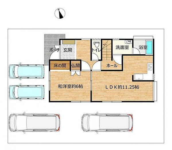 【リフォーム済】建物南側に砂利敷のお庭があります、軽自動車・普通車で縦列駐車も含めて4台は駐車できます。