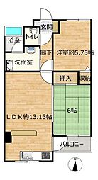 信開ドヌール神田 2LDKの間取図画像