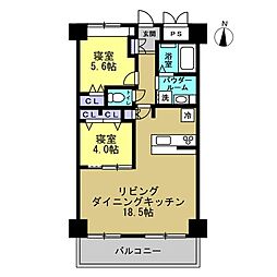 アパガーデンコート西方 2LDKの間取図画像