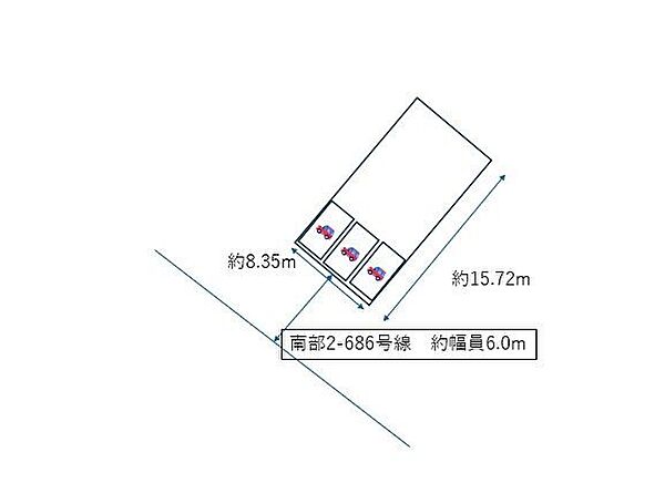 【区画図】区画図になります。駐車は並列3台可能です。