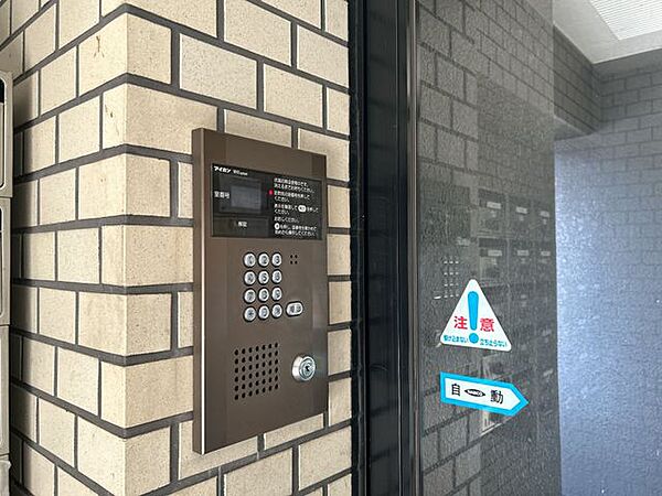 マンション入口に併設されていますインターホンです。二重ロックです。