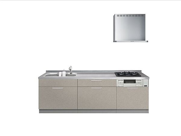 【同仕様画像】キッチンは幅約255cmと広々しています。キッチンは部屋の雰囲気に合わせてフェルトトープ色を選択しました。