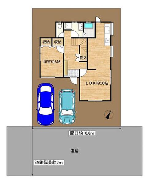 【区画図】区画図です。車を並列2台止めることが可能です。
