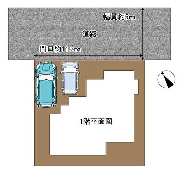 【区画図】敷地と道路の関係図です。
