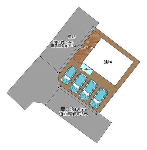 【区画図】区画図です。車4台停めることができます。