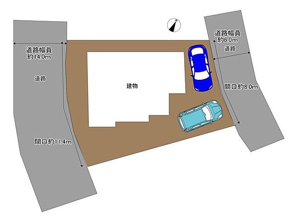 【区画図】区画図です。車2台～3台停めることができます。（車種による）