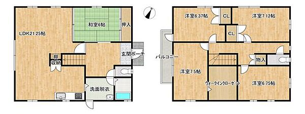 【間取図】5SLDKの住宅です。各居室約6帖以上ございます。
