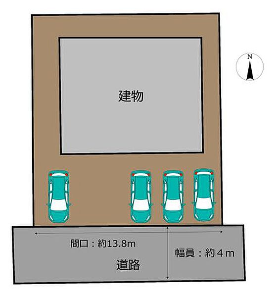 【区画図】駐車場は拡張工事を行うことで普通車が3台停められるようになりました。