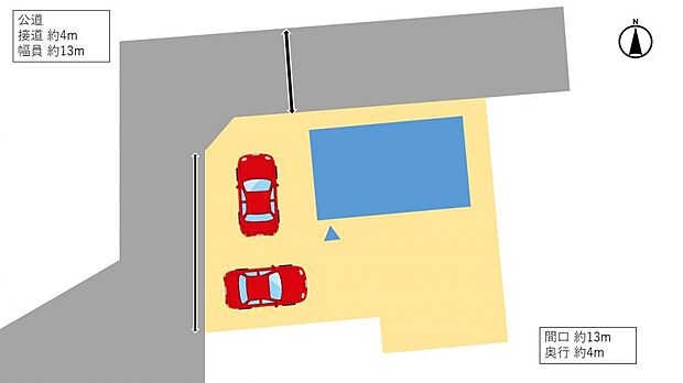 【区画図】2台駐車可能です。人通りが少ないため、落ち着いて駐車可能です。