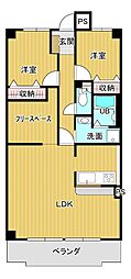 ヴェルシャトー沖野上 2SLDKの間取図画像