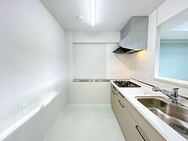 【リフォーム済】キッチンの写真です。家電の数に合わせてキッチンまわりだけで5カ所コンセントがあります。