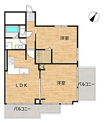 宇品シーサイドマンション 2LDKの間取図画像