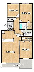 井口台南パークハウス 3LDKの間取図画像