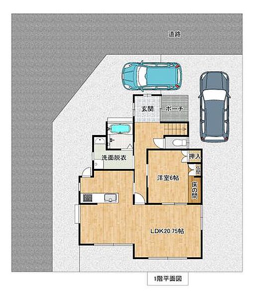 【リフォーム中】区画図です。駐車2台可能です。（車種指定あり）