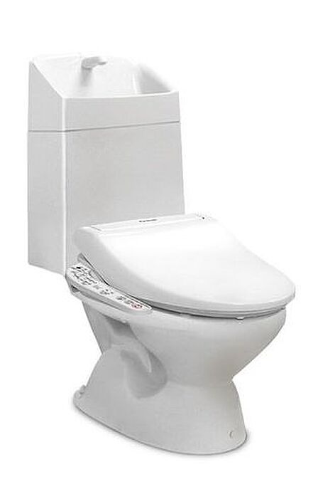 【同仕様写真】新品のトイレに新品交換します。年中気持ち良くお使い頂ける、温水洗浄付きで季節を問わず快適です。天井・壁はクロスを、床はクッションフロアに張り替えます。