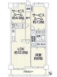 藤和ハイタウン庚午北 1SLDKの間取図画像