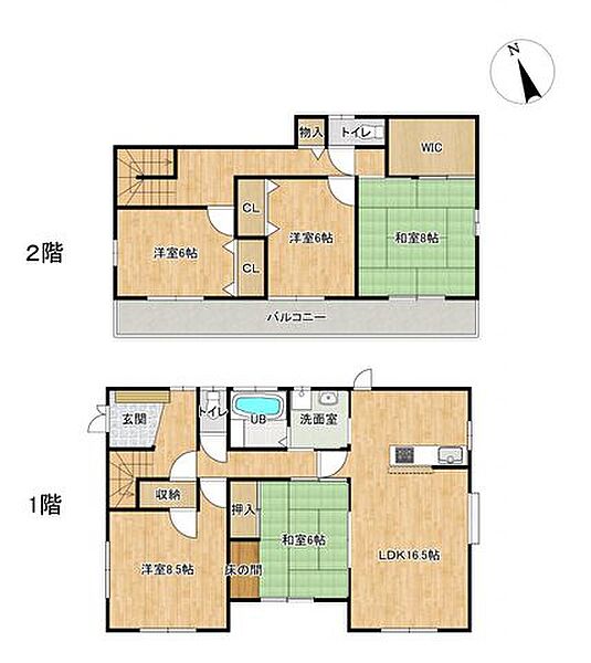【5月24日まで現況販売】リビング約16.5帖、居室が5室ある、5SLDＫのご住宅です。1階の和室は客間としてお使いいただいても、くつろぐスペースとしてお使いいただいてもいいですね。2階の居室はすべ…