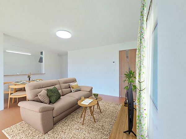 売主として累計6万戸以上の住宅をリフォームして販売してきた経験に基づき、一戸一戸、土地や建物に合わせてリフォームを行っています。ぜひとも現地でご確認ください。CG合成で家具を配置したイメージです。