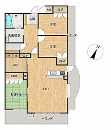 アーデント湯田ツインタワーアラ・フィーノ 3LDKの間取図画像
