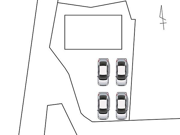 【区画図】リフォーム後の区画図です。駐車拡張によって、車種によっては4台駐車可能になる予定です。。