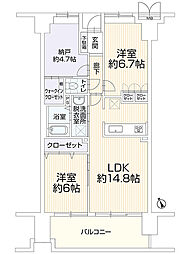 サーパス西の土居 2SLDKの間取図画像