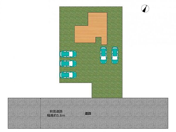 【区画図】現地区画図です。敷地が広々としているため駐車5台ほど可能です。駐車スペースは土間打ちされております。