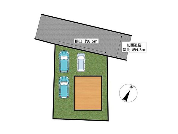 【リフォーム済】区画図です。駐車並列2台可能となりました。
