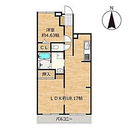 ダイアパレス久万ノ台 1LDKの間取図画像