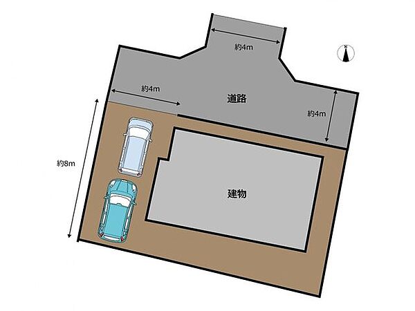 【区画図】コンパクトカー・軽自動車の計2台駐車可能です。