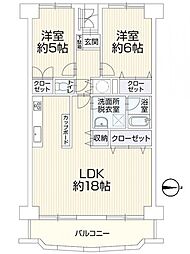 桜町マンション 2LDKの間取図画像