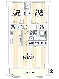 桜町マンション 2LDKの間取図画像