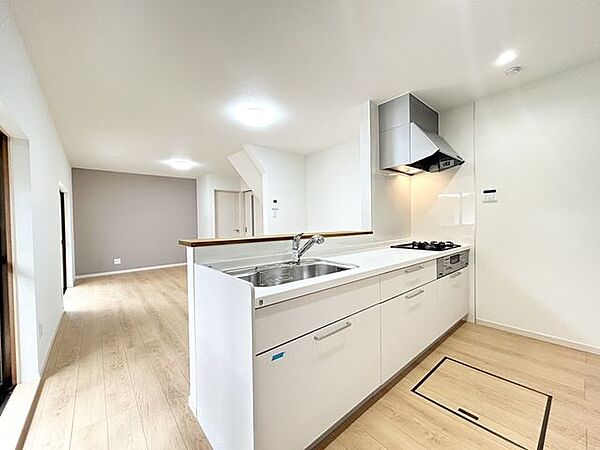 （リフォーム済）キッチンを新品交換しました。シンクはつなぎ目なしで、お掃除もラクラク。静音設計で同じ部屋でＴＶを見ていても水の音が気になりにくいです。