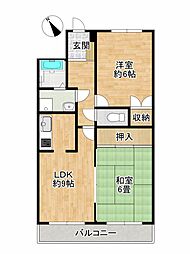 朝日プラザメルクマール眉山東 2LDKの間取図画像