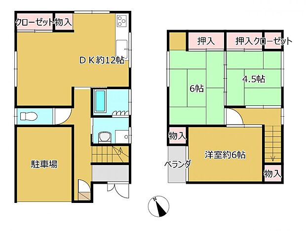 【リフォーム中】3LDKの間取りの住宅です。1階洋室からビルトインの駐車場を作り2台駐車出来る様にリフォーム致します。