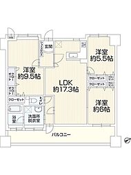 アクロス博多セントラルパーク 3LDKの間取図画像