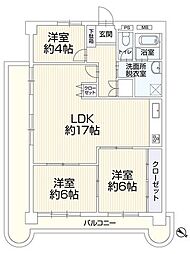 朝日プラザ浄水 3LDKの間取図画像